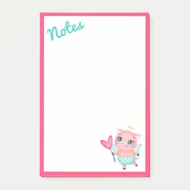 Bloco De Notas Notas Adhesivas Cupid Pig (Frente)