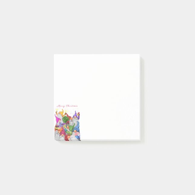 Bloco De Notas Notas Adhesivas de Gnomos de Natal (Frente)
