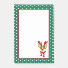 Bloco De Notas Notas Adhesivas de Natal Corgi Alegre
