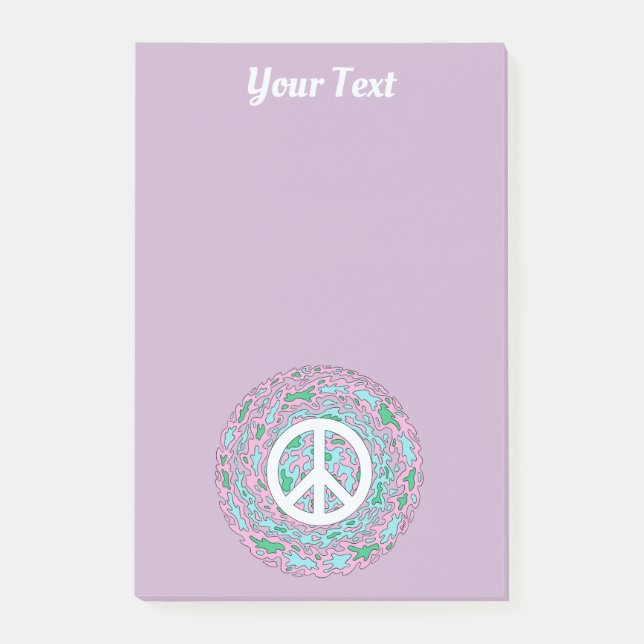 Bloco De Notas Notas Adhesivas de Paz Psicodélicas (Frente)