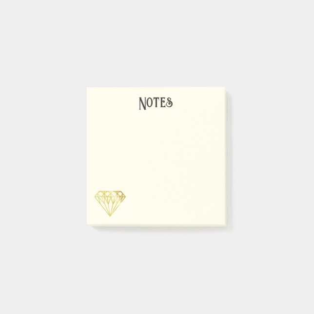 Bloco De Notas Notas Adhesivas Diamante Dourado (Frente)