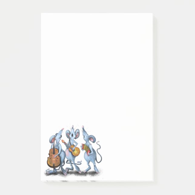 Bloco De Notas Notas Adhesivas Divertidas Banda de Música do Rato (Frente)