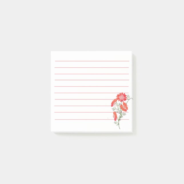 Bloco De Notas Notas Adhesivas Flores Laranja (Frente)