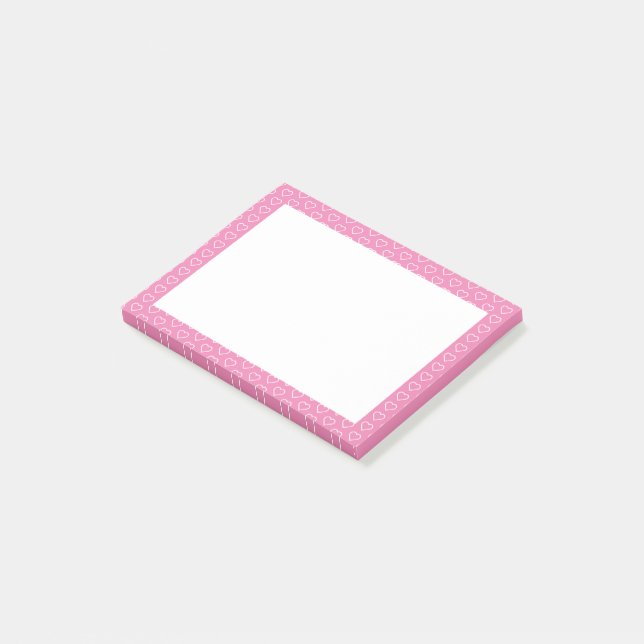 Bloco De Notas Notas Adhesivas Molduras Corações Rosa (Inclinado)