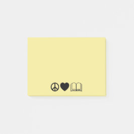 Bloco De Notas Notas Adhesivas Paz, Amor e Livros