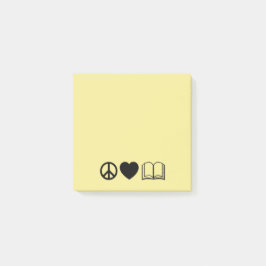Bloco De Notas Notas Adhesivas Paz, Amor & Livros
