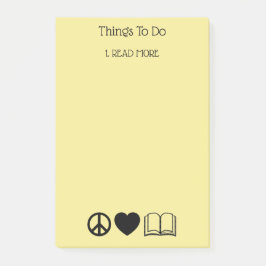 Bloco De Notas Notas Adhesivas Paz, Amor & Livros