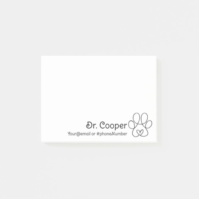 Bloco De Notas Notas Adhesivas Personalizadas para Veterinários (Frente)