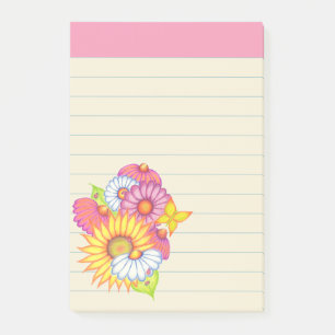 Bloco De Notas Notas Autoadesivas de Flores Silvestres de Verão