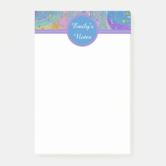 Bloco De Notas Notas bonito, cor-de-rosa, púrpura e azul adesivas