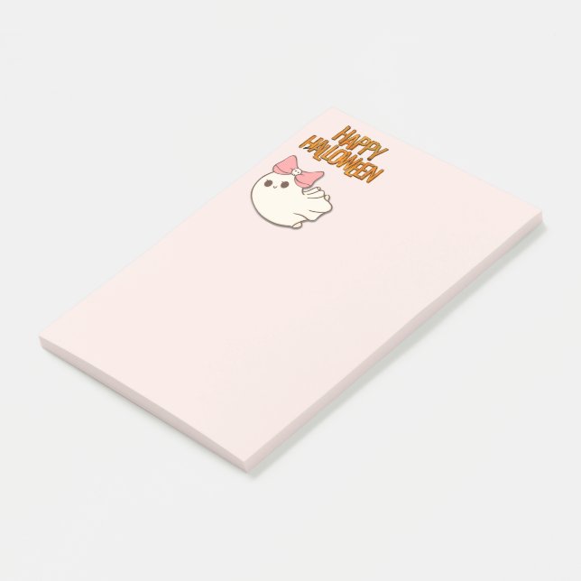 Bloco De Notas Notas Boo-tiful — Fantasminha Fofo em Rosa (Inclinado)