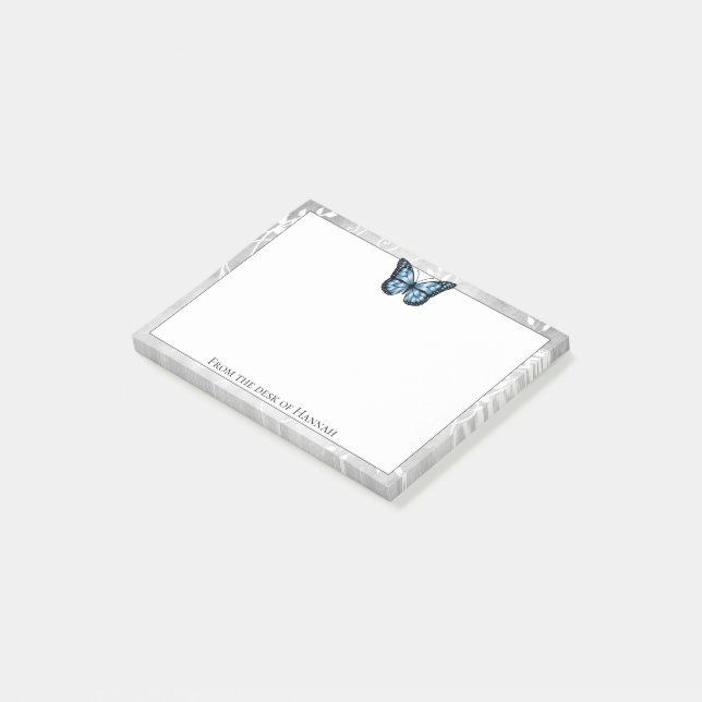 Bloco De Notas Notas Brilhantes da Borboleta Azul (Inclinado)