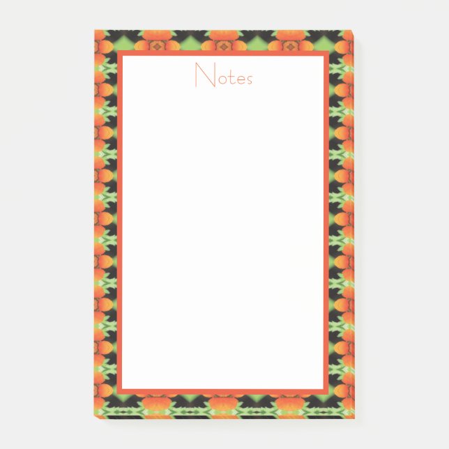 Bloco De Notas Notas Brilhantes Da Mesa Laranja Flores (Frente)