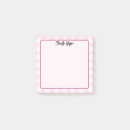 Bloco De Notas Notas com Padrão Xadrez Rosa Pastel Fofo
