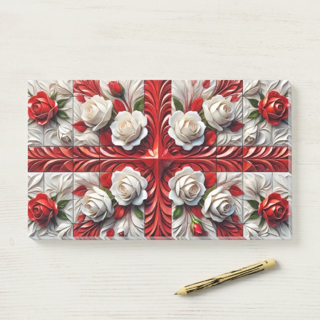 Bloco De Notas Notas com Rosas em inglês (Na mesa)