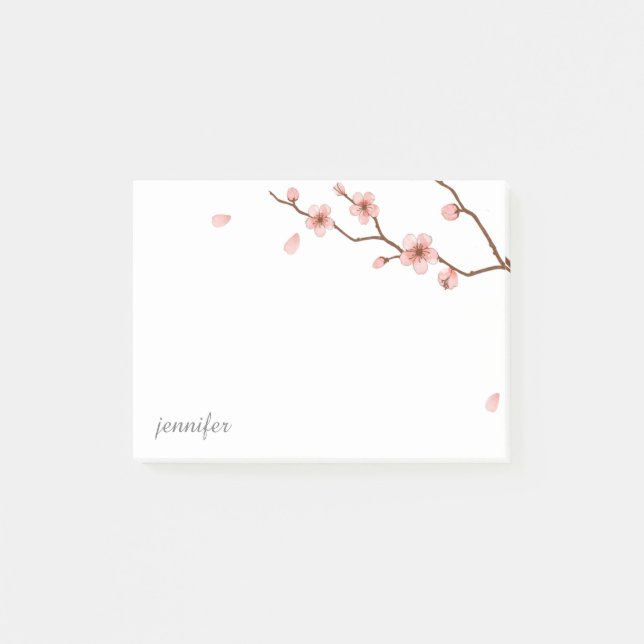 Bloco De Notas Notas da Cherry Blossom Personaliza Pós-it® (Frente)