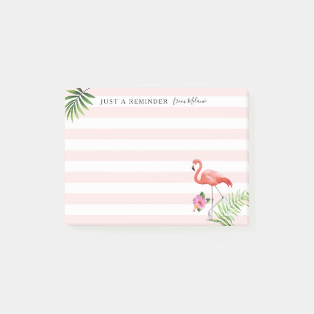 Bloco De Notas Notas da Flamingo Stripes Pós-Ti®, 4" x 3" (Frente)