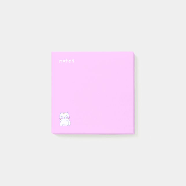 Bloco De Notas Notas da Happy Cat Post-It® de 3" x 3" (Frente)