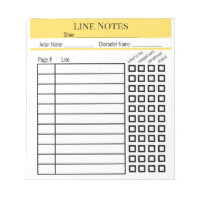 bloco de notas Notas da Linha do Ator