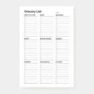 Bloco De Notas Notas da lista de compras simples e minimalista pe