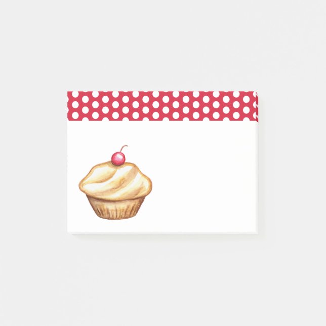 Bloco De Notas Notas da mercearia do Cupcake de cereja Postam not (Frente)