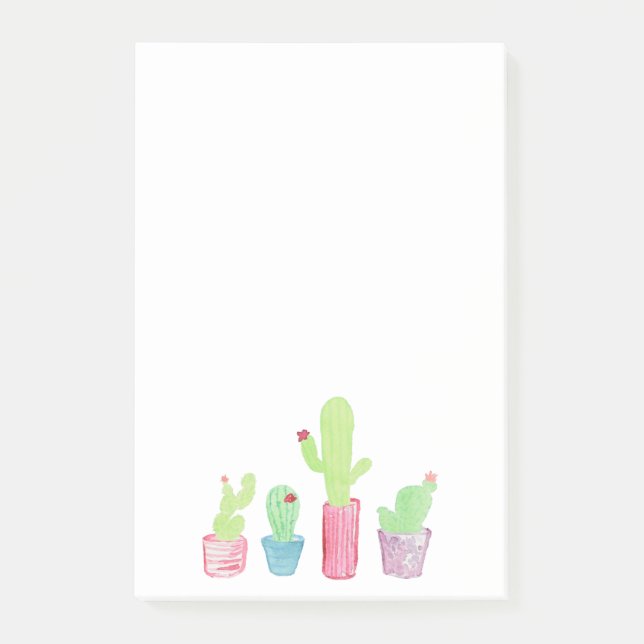 Bloco De Notas Notas das plantas de Cactus de Aquarela (Frente)