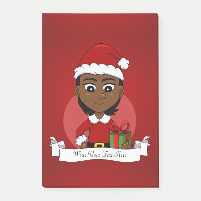 Bloco De Notas Notas de animação da menina de Natal (Frente)