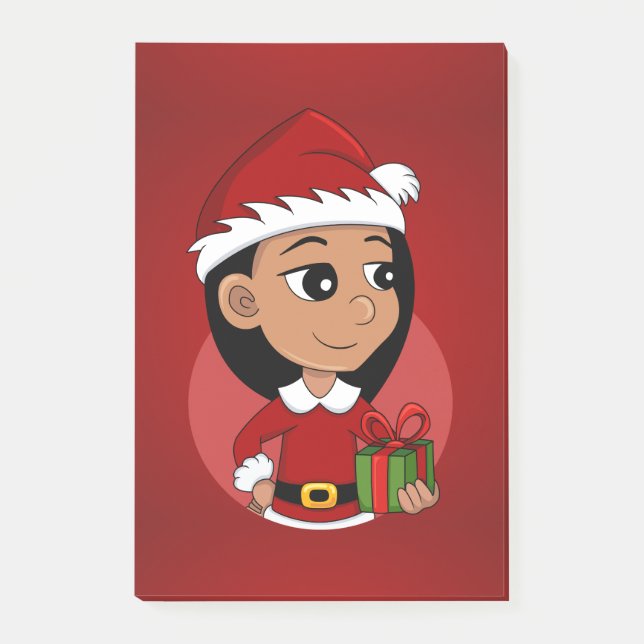 Bloco De Notas Notas de animação da menina de Natal (Frente)