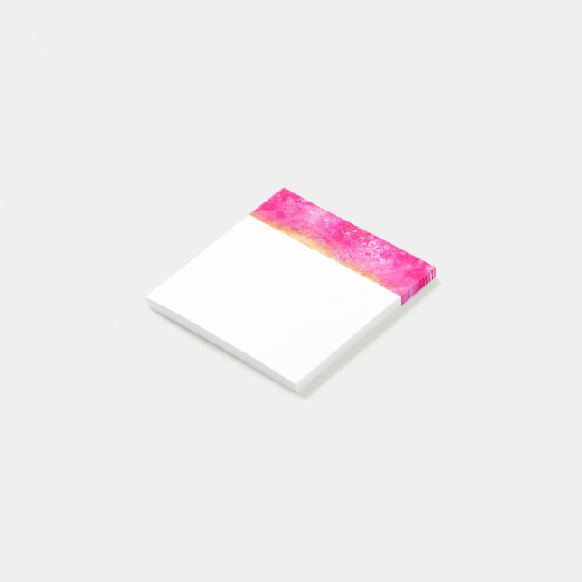 Bloco De Notas Notas de Arte Abstrato Rosa e Dourado (Inclinado)