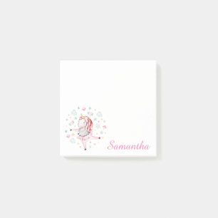 Bloco De Notas Notas de Ballerina do Unicórnio Rosa Personalizado