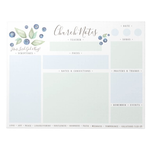 Bloco De Notas Notas de Estudos de Igreja ou Bíblias (Frente)