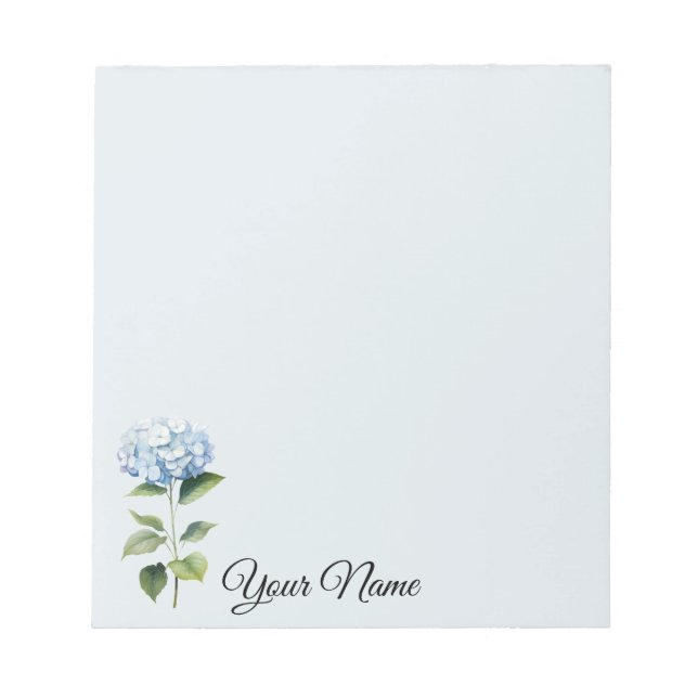 Bloco De Notas Notas de flores azuis personalizadas (Frente)