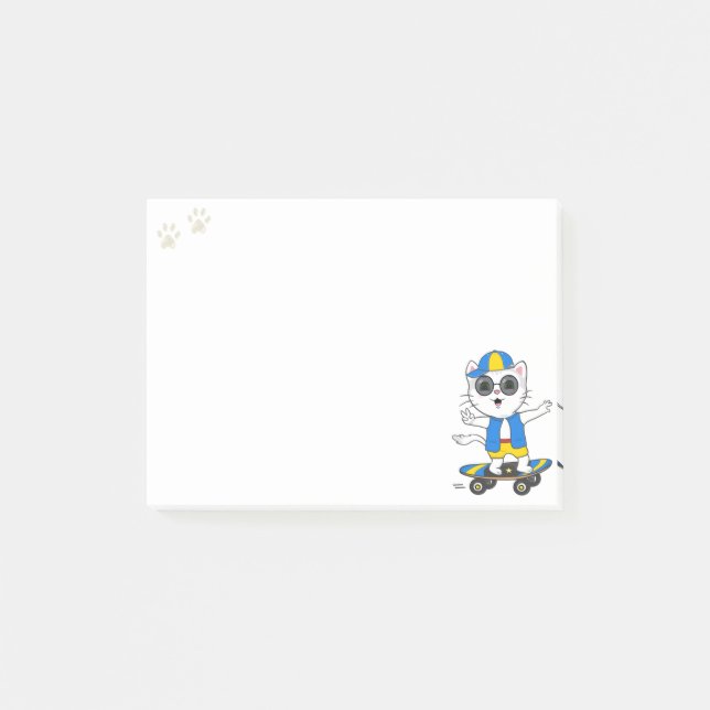 Bloco De Notas Notas de Gatinho Skater Fofo (Frente)