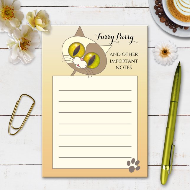 Bloco De Notas Notas de Gato Cuja Gama De Forno (Post it notes featuring a cute kitty cat cartoon image)