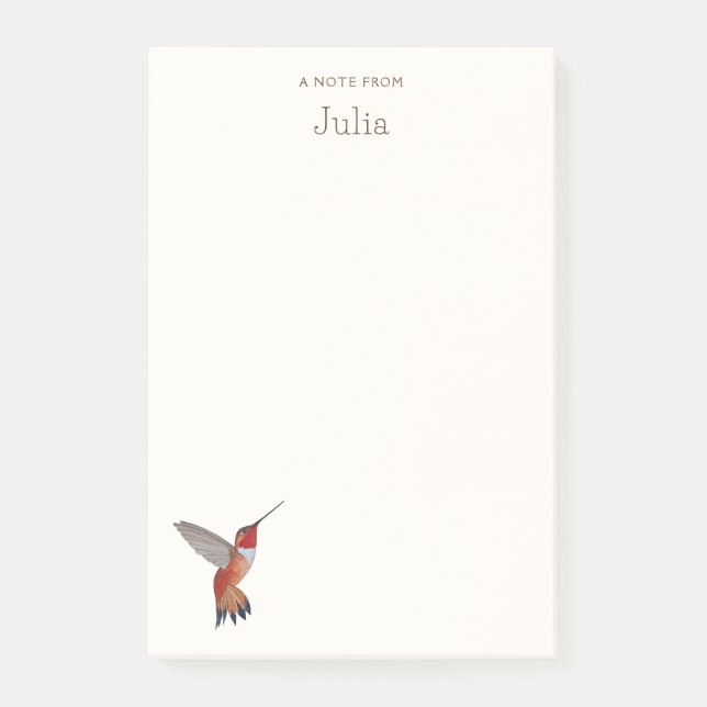 Bloco De Notas Notas de Hummingbird Rufous Personalizadas (Frente)