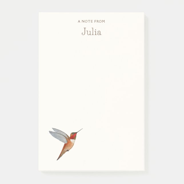 Bloco De Notas Notas de Hummingbird Rufous Personalizadas (Frente)
