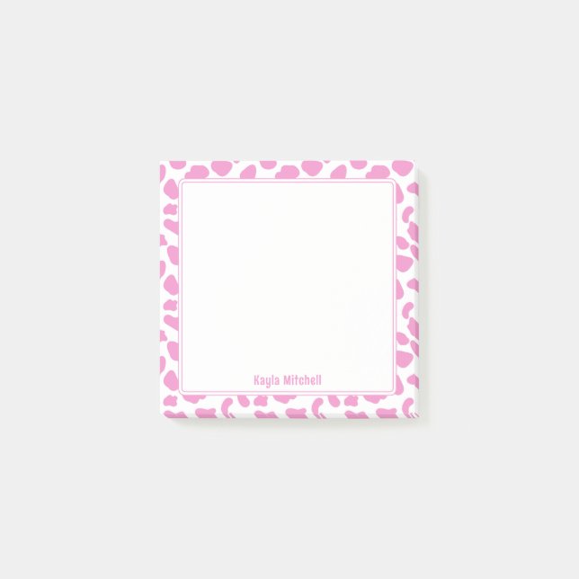 Bloco De Notas Notas de Impressão da Vaca Rosa e Branca (Frente)