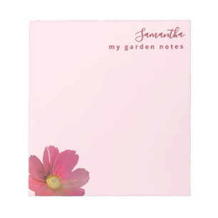 Bloco De Notas Notas de Jardim Personalizadas Rosa Pastel Aquarel