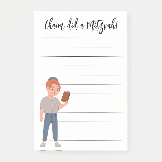 Bloco De Notas Notas de Mitzvah Personalizadas (Frente)