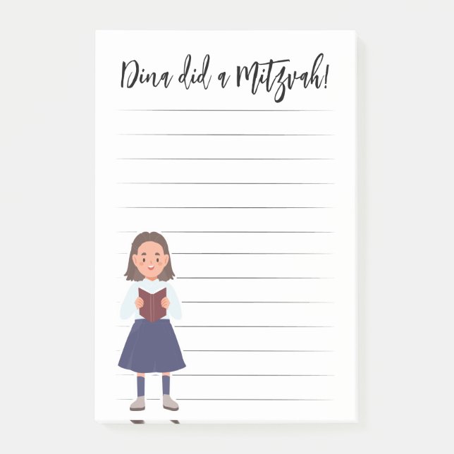 Bloco De Notas Notas de Mitzvah Personalizadas (Frente)