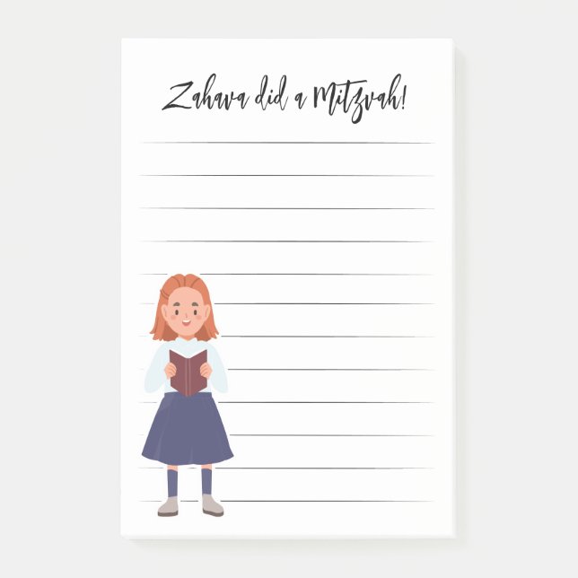 Bloco De Notas Notas de Mitzvah Personalizadas (Frente)