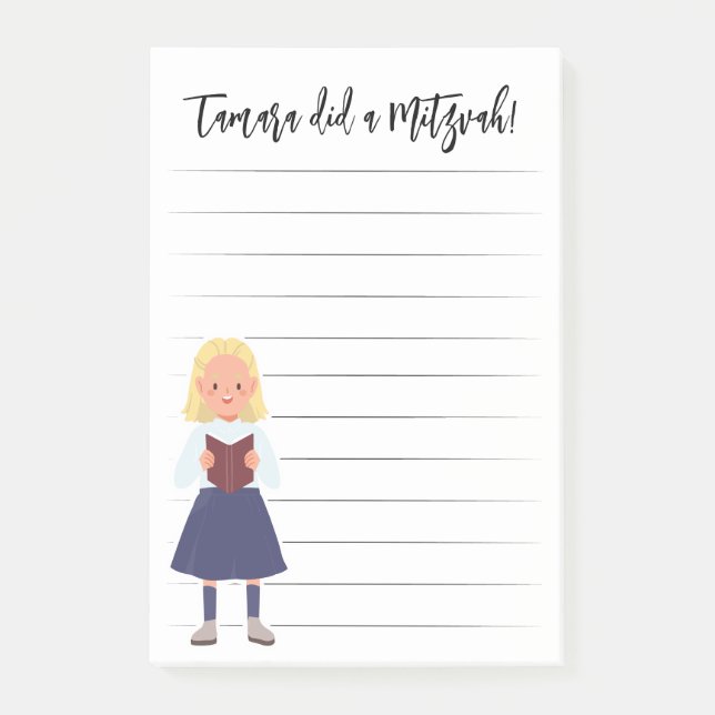 Bloco De Notas Notas de Mitzvah Personalizadas (Frente)