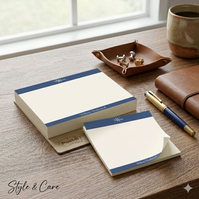 Bloco De Notas Notas de Monograma Chic com Nome Personalizado (Chic Monogram Notes with Custom Name)