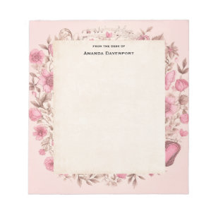 Bloco De Notas Notas de Música e Flores Estilo Retroativo