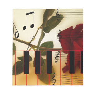 Bloco De Notas Notas de Música Rosa vermelha do teclado Blossom D