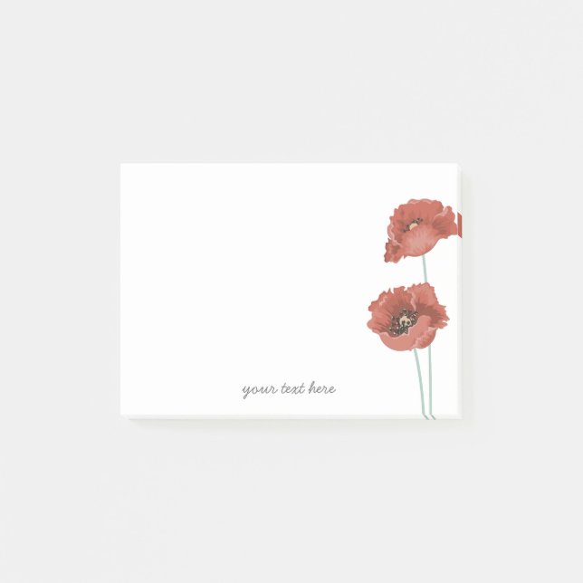 Bloco De Notas Notas de Peônias Vermelhas (Frente)