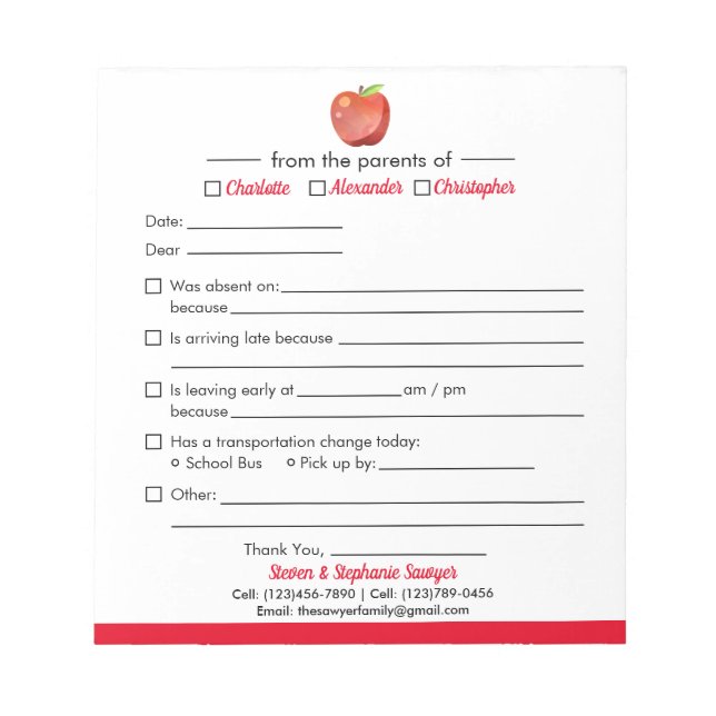 Bloco De Notas Notas de Perdão para Estudantes para Notepad da Es (Frente)