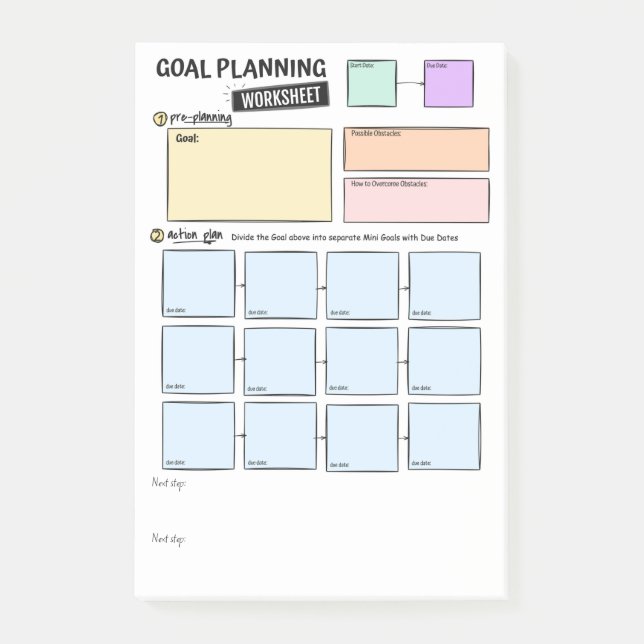 Bloco De Notas Notas de planejamento de metas Post-It (Frente)