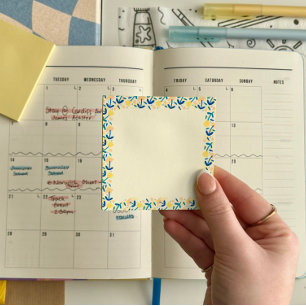 Bloco De Notas Notas de Pós-Ti® Floral Azul e Amarelo 7,6 x 7,6 c