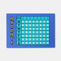 Notas de post-it da carta da hidratação